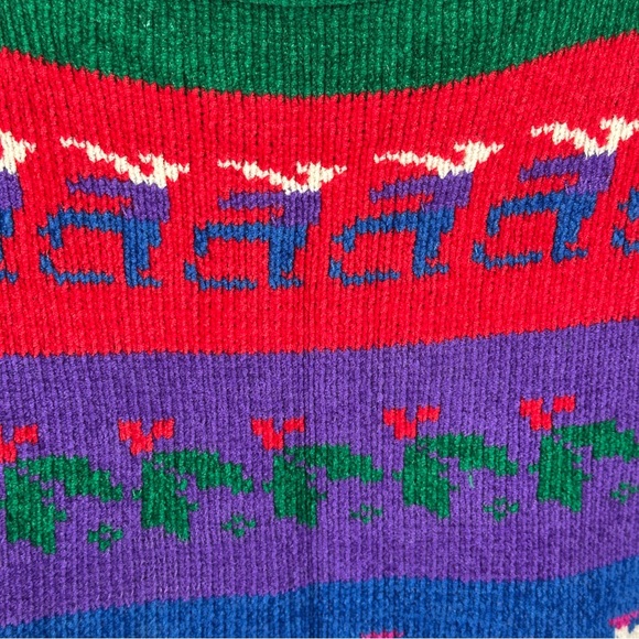 Women’s Vintage Medium Colorful‎ Holiday Sweater Ugly Christmas Chenille - Picture 2 of 7